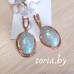 Серьги позолоченные с искусственным опалом, 4,6 см (f668)