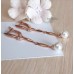 Серьги позолоченные с фианитами и жемчугом (имитация), 4.5 см (f022)