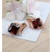 Серьги позолоченные с фианитами и ювелирным стеклом, 2 см (f607)
