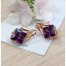 Серьги позолоченные с фианитами и ювелирным стеклом, 2 см (f609)