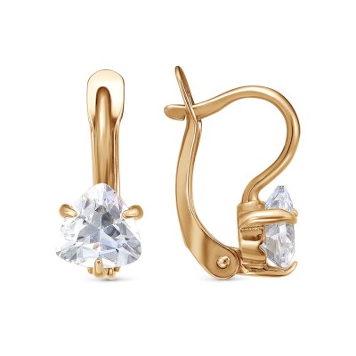 Серьги позолоченные с фианитами, 1,5 см (f099)