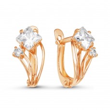 Серьги позолоченные с фианитами, 1,6 см (f307)