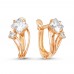 Серьги позолоченные с фианитами, 1,6 см (f307)
