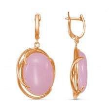 Серьги позолоченные с искусственным кварцем, 4,6 см (f670)