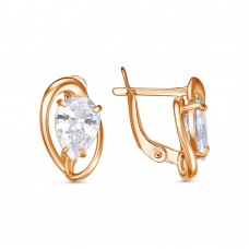 Серьги позолоченные с фианитами, 1,5 см (f665)