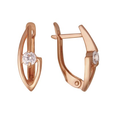 Серьги позолоченные с фианитами, 1,9 см (f360)