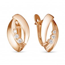 Серьги позолоченные с фианитами, 1,7 см (f073)