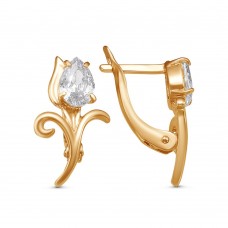 Серьги позолоченные с фианитами, 1,8 см (f241)