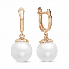 Серьги позолоченные с жемчугом (имитация), 3 см (f320)