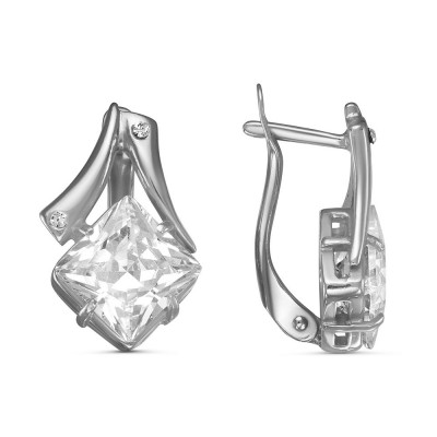 Серьги посеребренные с фианитами (g026)