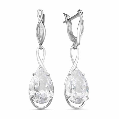 Серьги посеребренные с фианитами (g108)