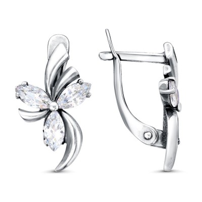 Серьги посеребренные с фианитами (g385)