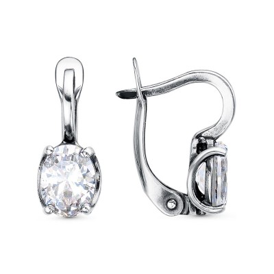 Серьги посеребренные с фианитами (g381)