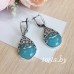 Серьги посеребренные с искусственным халцедоном (g372)