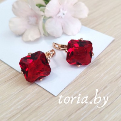 Серьги из медсплава с фианитами, 1,6 см (f712)
