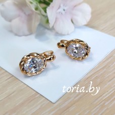 Серьги из медсплава с фианитами, 1,5 см (f751) 