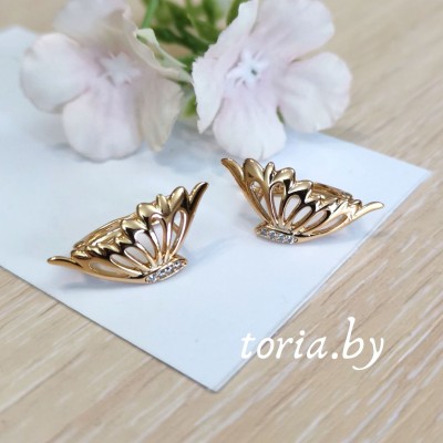 Серьги из медсплава с ювелирным стеклом, 2,2 см (f755)