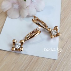 Серьги из медсплава с фианитами, 2,7 см (f503)