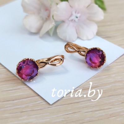 Серьги из медсплава с фианитами, 2,1 см (f701)