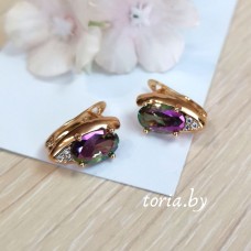 Серьги из медсплава с фианитами, 1,5 см (f211)