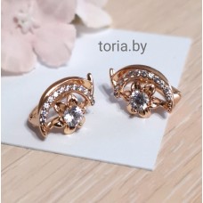 Серьги из медсплава с фианитами, 1,6 см (f198)