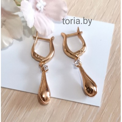 Серьги из медсплава с фианитами, 3,9 см (f422)