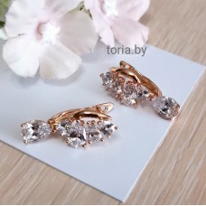 Серьги из медсплава с фианитами, 2,2 см (f159)