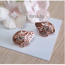 Серьги из медсплава с ювелирным стеклом, 1,6 см (f039)