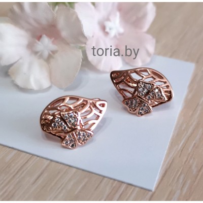 Серьги из медсплава с ювелирным стеклом, 1,6 см (f039)