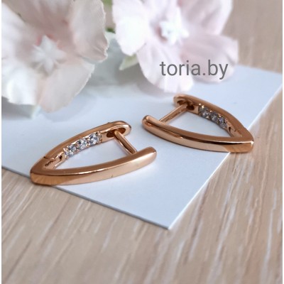 Серьги из медсплава с фианитами, 2 см (f145)