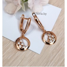 Серьги из медсплава с фианитами, 2,8 см (f499)