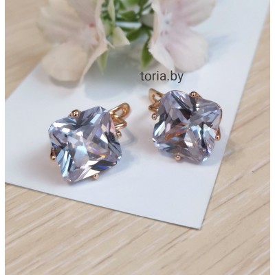 Серьги из медсплава с ювелирным стеклом, 1,6 см (f518)