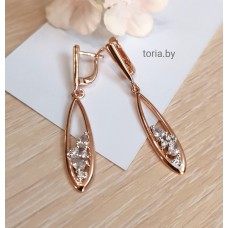 Серьги из медсплава с ювелирным стеклом, 4,6 см (f551)