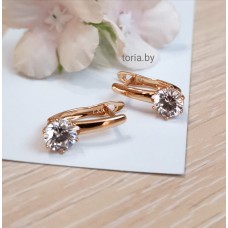 Серьги из медсплава с фианитами, 1,6 см (f526)