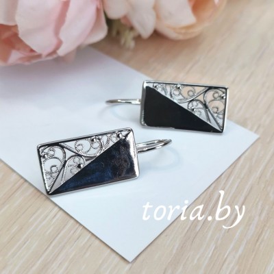 Серьги из медсплава с фианитами, 1,8 см (g394)
