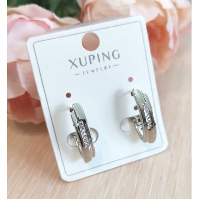 Серьги из медсплава с фианитами, 2 см (g413)